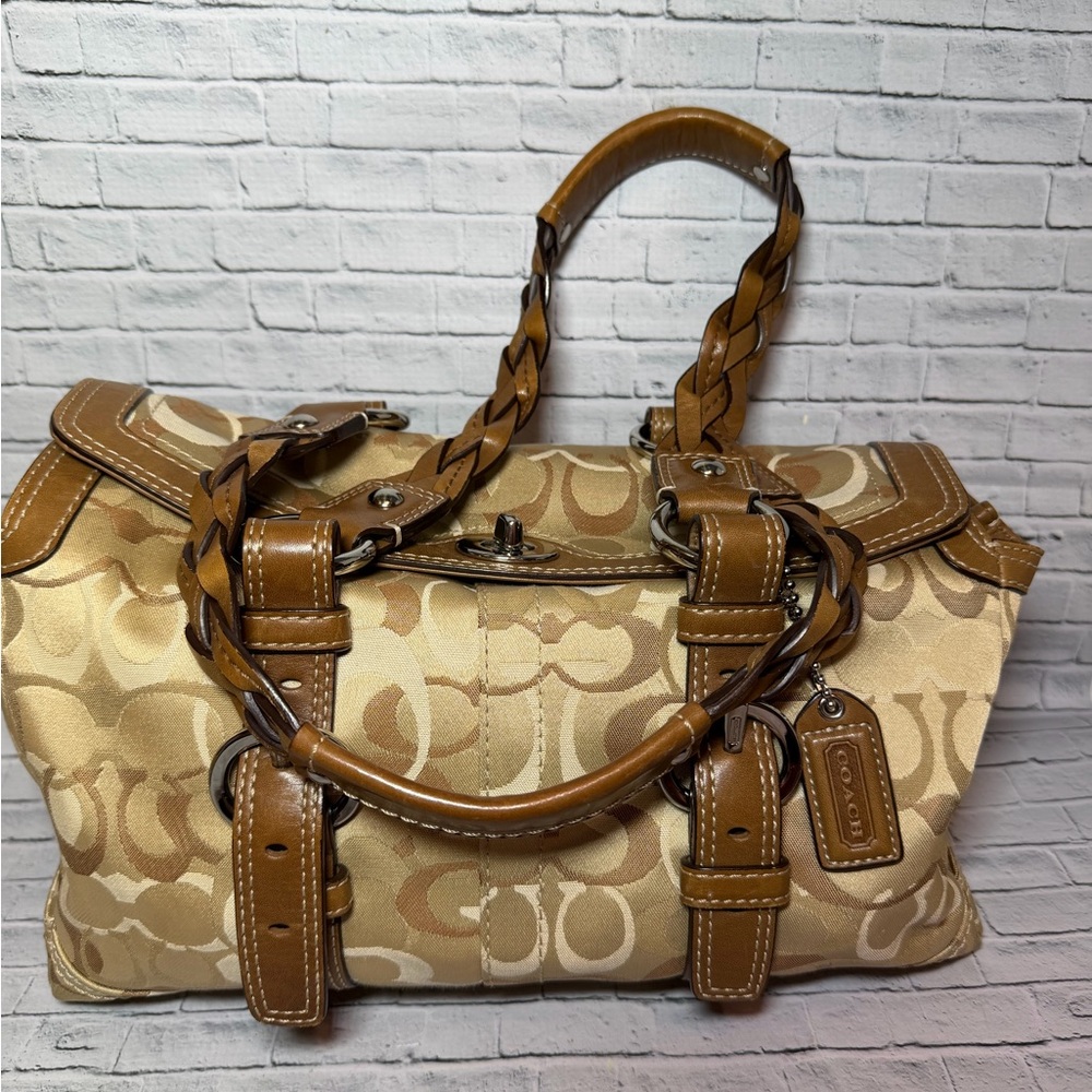 Coach Brown and Tan Signature Satchel